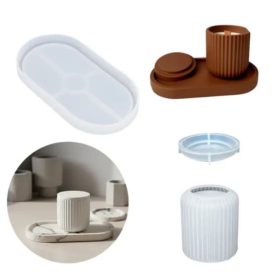 Conjunto Moldes Silicone Porta Jóias Bandeja e Pote Riscado para Lembrancinhas