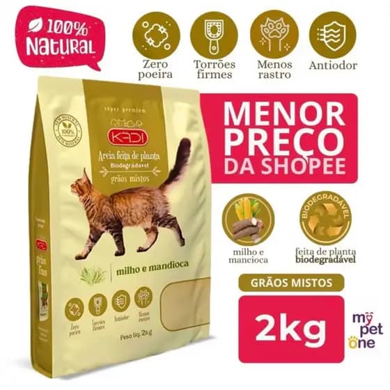 Areia Biodegradável Kadi Grãos Mistos - 2kgs