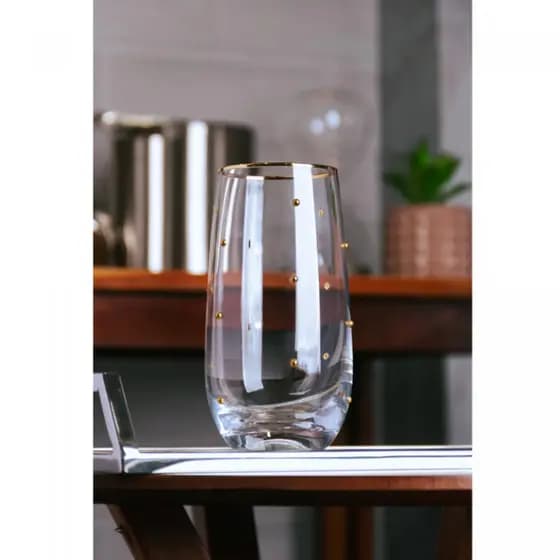 CONJUNTO 2 COPOS DE VIDRO BALLS FIO DE OURO 300ML - WOLFF - 21059