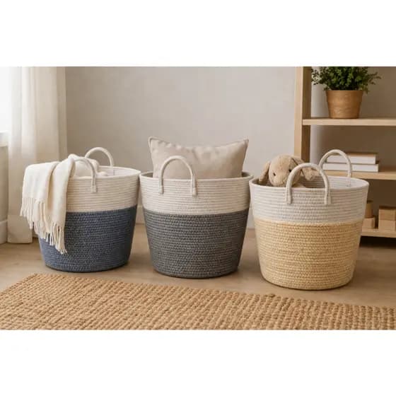 CESTO DECORATIVO ORGANIZADOR MULTIUSO DE POLIÉSTER NATHAN 34X31CM CORES SORTIDAS - TOKYO DESIGN - CES0016