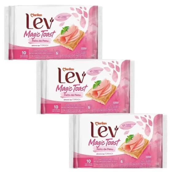 Magic Toast Lev Marilan Kit 3 Pacotes Torradas Peru Cacau Integral Light