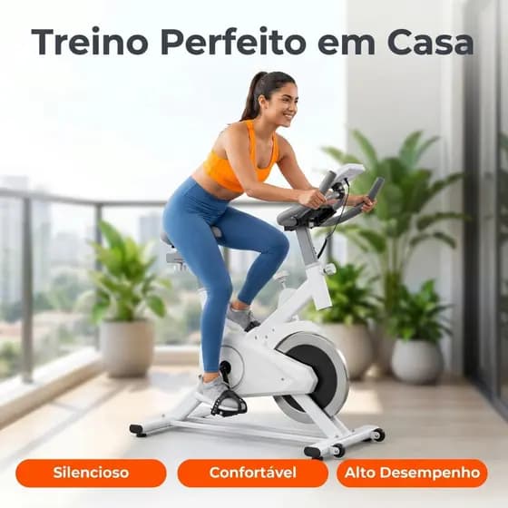 Bicicleta Bike Ergometrica Spinning Academia Fitness Profissional 120kg Branco Vermelho