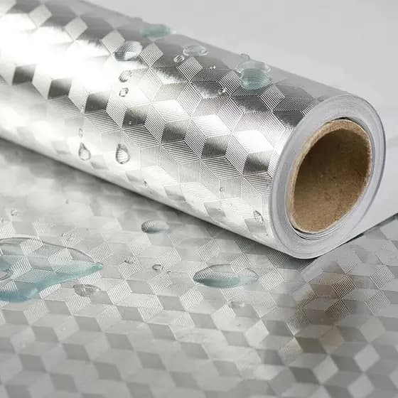 5 Metros Rolo Papel Adesivo De Alumínio 3D Impermeável Proteção Para Cozinha E Fogão Top&casa