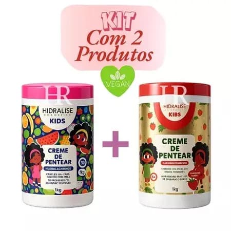 KIT KIDS com 2 Cremes 1kg - Super Definição, Hidratação e Brilho para Cabelos Cacheados e Crespos Hidralise