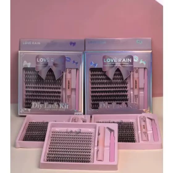 Kit de Extensão de Cílios Cacho Russo - Cola e Pinça DIY - Love Rain
