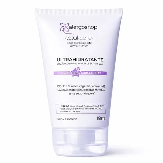 Loção Corporal Ultrahidratante Hipoalergênica Total Care 150ml Alergoshop