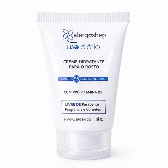 Creme Hidratante Facial Hipoalergênico 50g Uso Diário Alergoshop