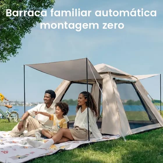 Tenda Automática Grande 240x240cm UPF50+ Impermeável 5-8 Pessoas Camping Praia Família