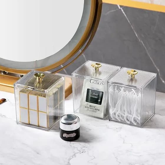 Organizador de cosmeticos Porta Algodão Cotonete Multiuso Organizador Com Tampa organizador