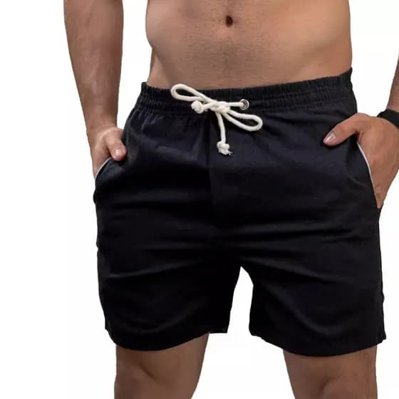 Short De Linho Masculino Básico Mauricinho Premium Lavado De Alta Qualidade Short Linho