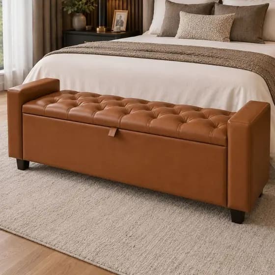 Recamier Baú Sapateira 120cm em Corino Premium com Pistão – Elegância, Conforto e Organização