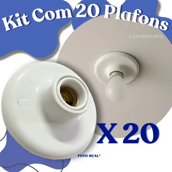Plafon Plafonier Soquete E27 Brancos Bivolt Redondo Kit Luminária Bocal Teto Resistente Maleável Reforçado