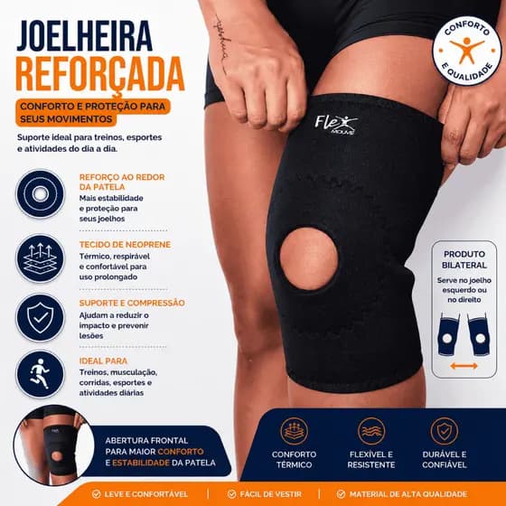 Joelheira Reforçada Neoprene Patela Aberta Compressão Proteção Academia Corrida Caminhada Expedição