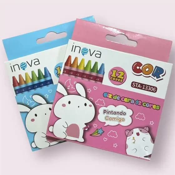 Giz de Cera 12 Cores Colorido Infantil Para Escola Desenho Pintura Crianças
