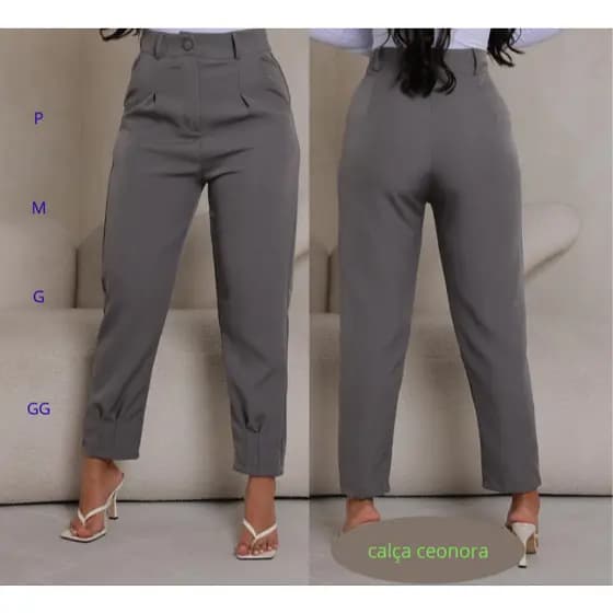 Calça alfaiataria Cenoura Feminina P ao GG Tecido Premium Bolsos Botão Forrado Luxo