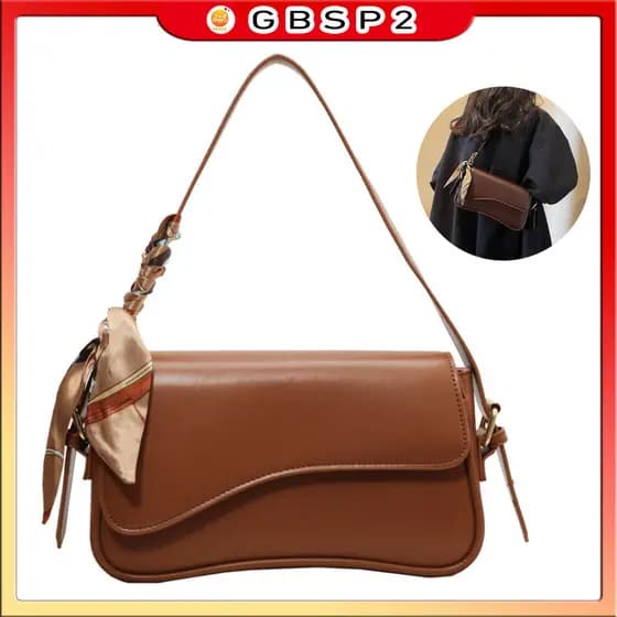 Bolsa Feminina Estilo Baguete Com Alças Regulável de Ombro Elegante Com Lenço De Cetim Pronta Entrega