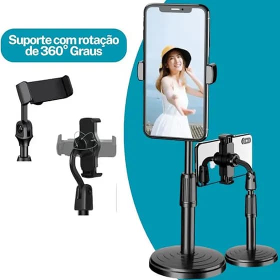 Suporte Tripé de Mesa para Celular Articulável 360°