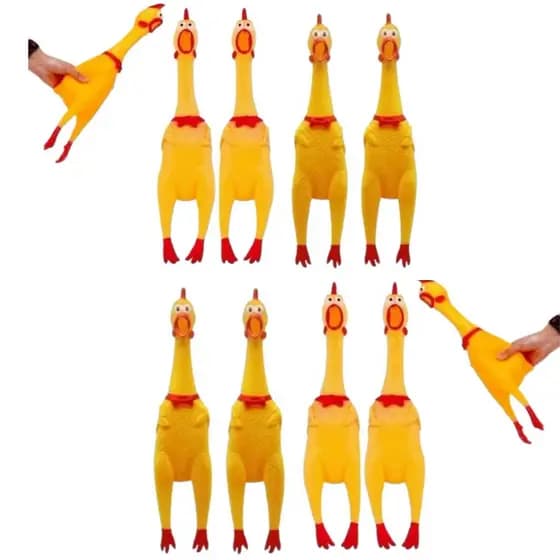 Kit com 10 Galinha pet, brinquedo cachorro, resistente, com som/apito