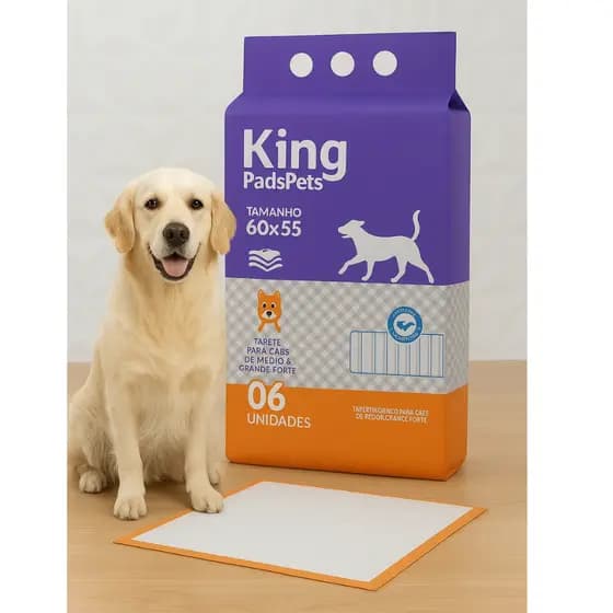 Tapete Higiênico para Cachorro Pet King Pads Slim 60x55 com 6 ou 30 Unidades Alta Absorção