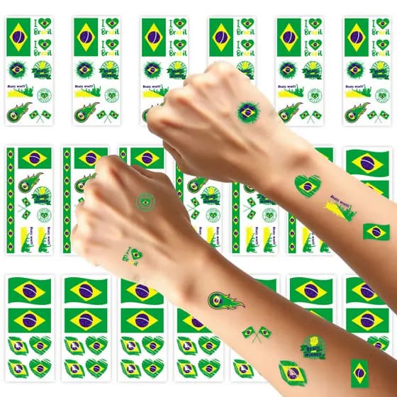 Adesivos de Tatuagem da Copa do Mundo 2026 Brasil, Adesivos Temáticos de Futebol para Decoração Facial em Festas de Cele