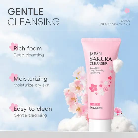 Limpador facial japonês facial hidratante flor de cerejeira 150g hidratante novo estilo limpeza Lai produtos de cuidados