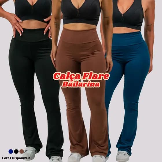 Calça Flare Bailarina Legging Feminina Modela Bumbum Cintura Alta P ao GG Promoção São João Festa Junina