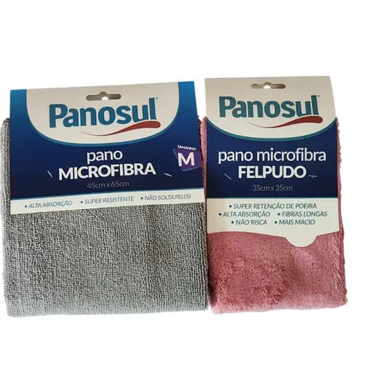 Kit 2 Produtos Pano Microfibra: Felpudo 35cm x 35cm + Pano Microfibra 45cm x 65cm Panosul Original