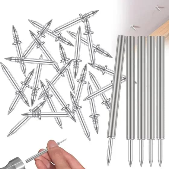 Kit Prego Ponta Dupla Prego Invisível Rodapé Madeira Concreto Em Aço Galvanizado + Manga Batedor de Inserção