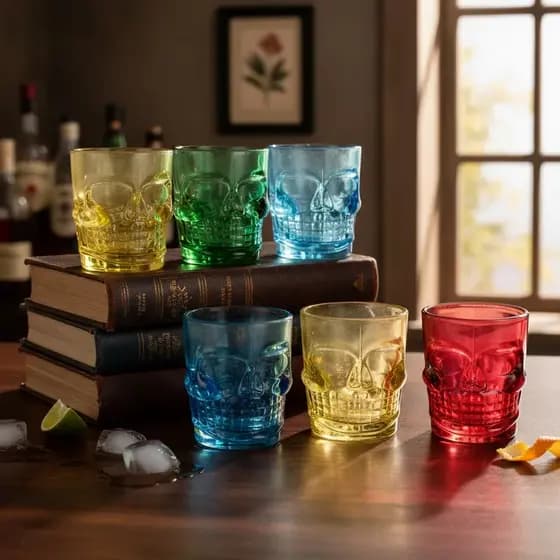 Kit 6 Copos Dose Shot Caveira Copinhos Cachaça Tequila Vodka Cor Transparente