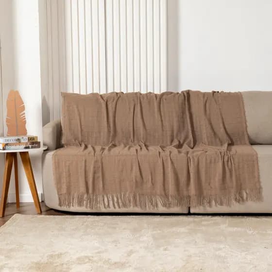 Manta Decorativa Doha 100% Algodão Com Franjas 1,70x2,40m Cama Sofá Variadas Cores