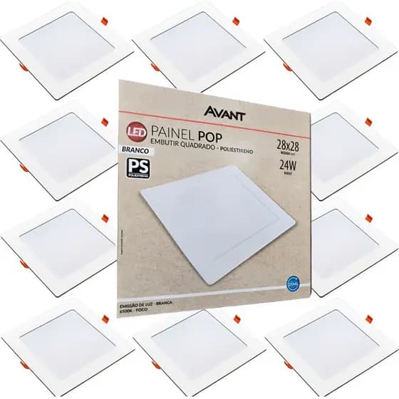Kit X /1 /2/ 3 4 /5 /6/ Painel Plafon Led Embutir 24w Luz Fria 6500k 28x28 Pop Avant