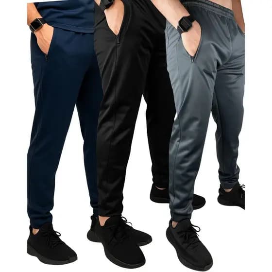 KIT 3 Calças Jogger Masculina Chimpa BOLSOS LATERAIS Poliéster (flanelada na parte interna)