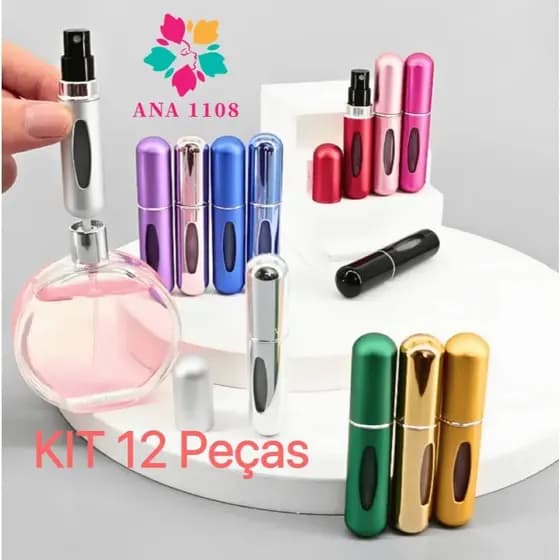 GGUAN KIT 12 Pcs Porta Perfume Recarregavel Portatil Spray 5ml
