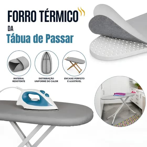 Forro Termico da Tabua de Passar Roupas Com Espuma Tamanhos P M G - Universal