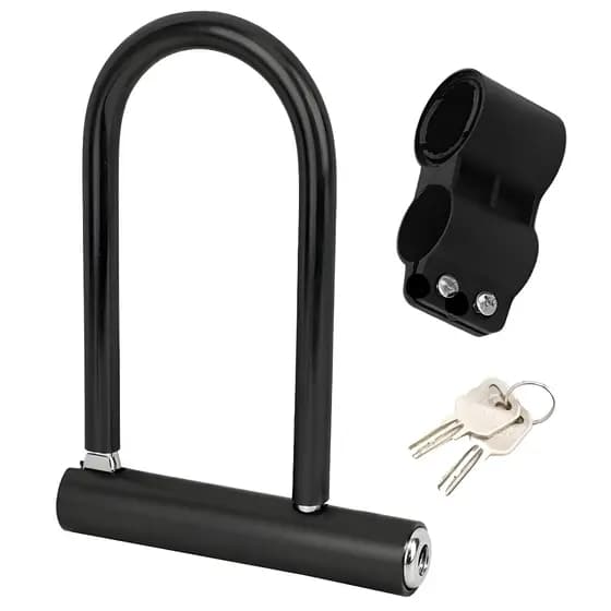 Cadeado U Lock Aço Reforçado para Bike Bicicleta com Chave Antifurto 18x14cm JustGoFit