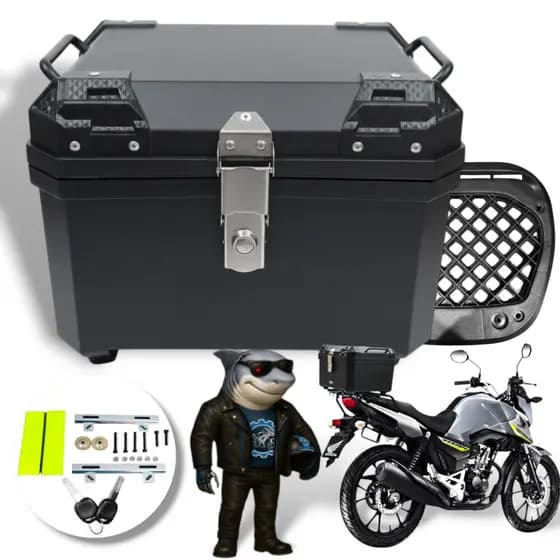 BAU MOTO REFORCADO 45L C/ FORRO/ALCA E BASE (PRETO)