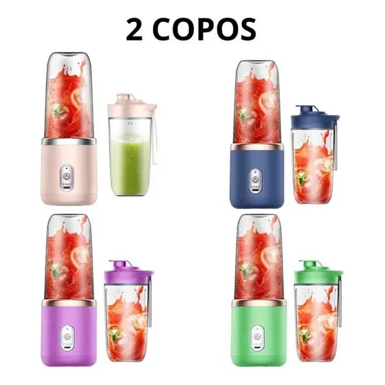 Mini Liquidificador com 6 Lâminas, Elétrico Portátil Suco, Vitaminas, Batidas