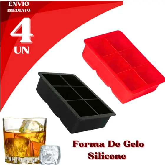 Kit 4 Forma de Gelo em Silicone Flexível Fácil Desenformar Drink Cubos Bar Durável Papinha
