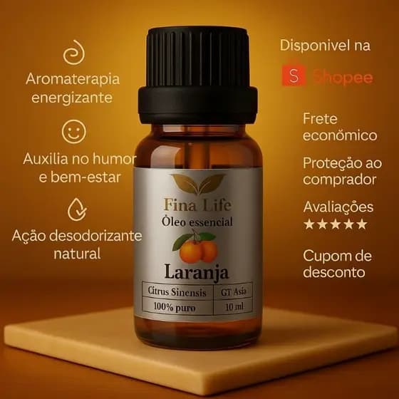 Oleo essencial Laranja doce 🍊 fina life 10ml - Relaxante - Humor