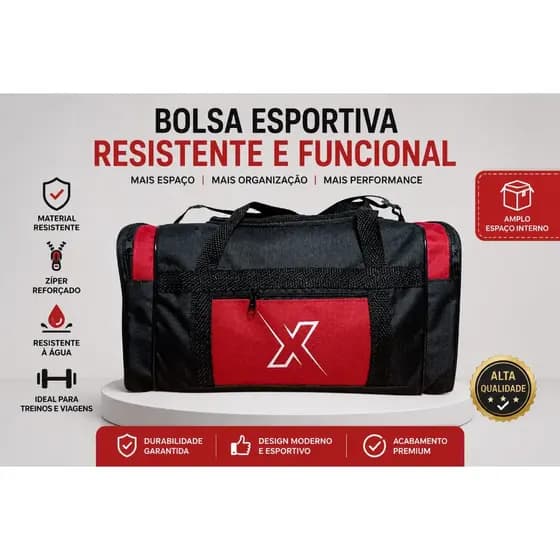 Bolsa Academia Pequena | Resistente, Impermeável, Ideal para Treino e Viagem com Alça Ajustável