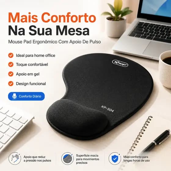Mouse Pad Ergonômico Com Gel Apoio De Pulso Para Escritório E Home Office