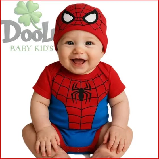 Body de Bebê Homem Aranha + Touca - Mêsversario Temático
