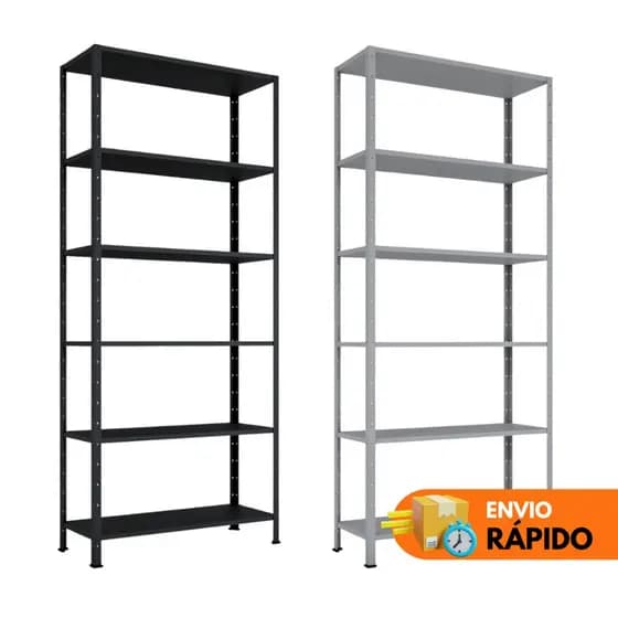 stante Prateleira Aço Ferro Multiuso 6 Prateleiras 204cm X 60cm - Organização Casa - Preto - Cinza - Branco