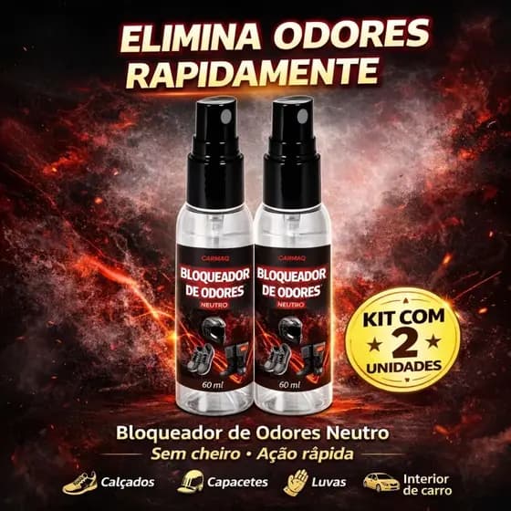 Kit 2 Bloqueador de Odores Neutro Spray Anti Odor Capacete Luvas Calçados Carro Elimina Mau Cheiro