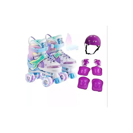 PATINS INFANTIL 4 RODAS +LED KIT PROTEÇÃO INCLUSO AJUSTE DE TAMANHO - PROMOÇÃO