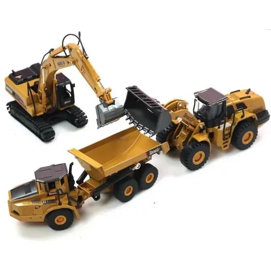 kit brinquedos Trator, escavadeira,caminhão -Construção Huina Carrinho Metal Articulado Escala 1/50