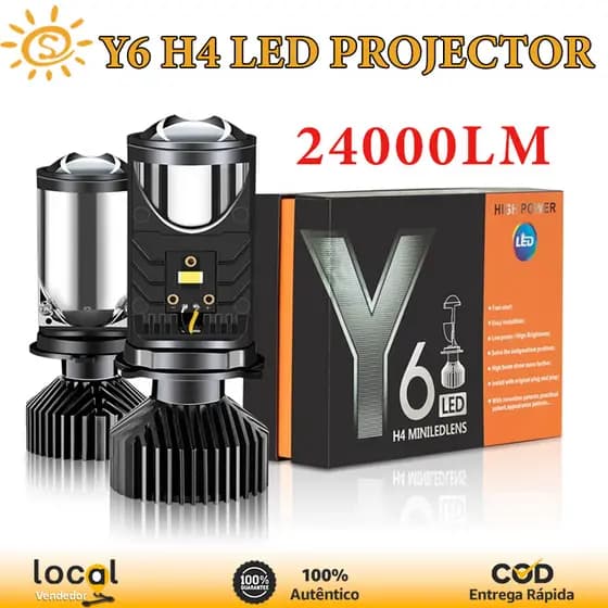 Kit de Conversão Farol LED H4 24000LM Ônibus 90W - Mini Projetor Lente Carro Hi/Lo, Alta Luminosidade e Durabilidade