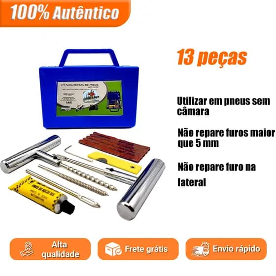 Reparo Metal Com Chaves Maleta E Refis Modelo Macarrao Para Remendo Pneu moto e carro