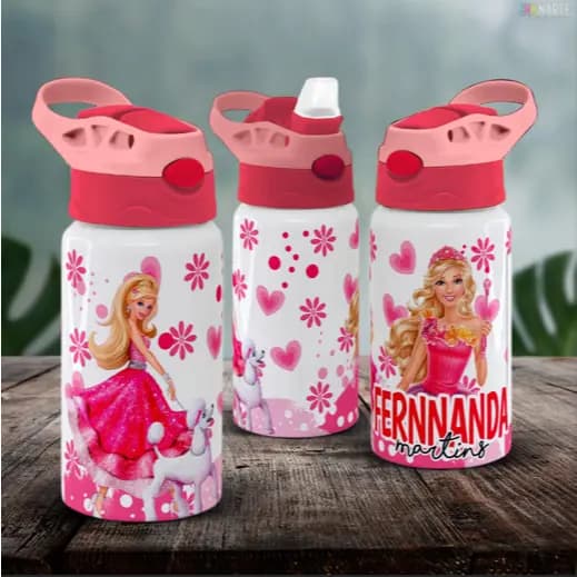 Garrafa Barbie Personalizadal Alumínio | Presente Infantil