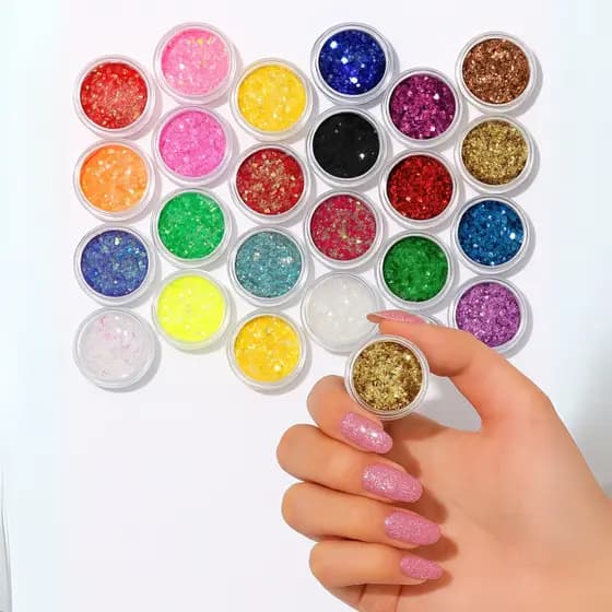 Kit 24 Glitter Cores Para Unhas Decorações Encapsulamento